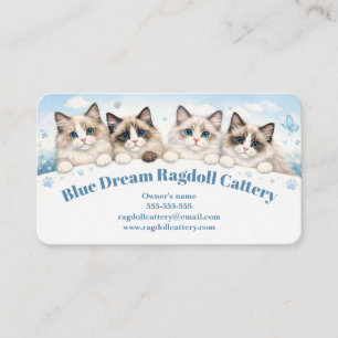 Tarjeta De Visita Elegante Cattery de Ragdoll Sueño Azul Acuarela