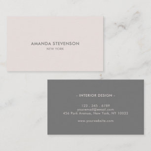 Tarjeta De Visita Elegante ceniza y profesional beige