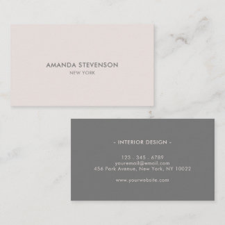 Tarjeta De Visita Elegante ceniza y profesional beige