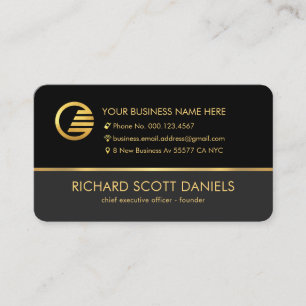 Tarjeta De Visita Elegante CEO Gris Negro Capas Propietario de Negoc