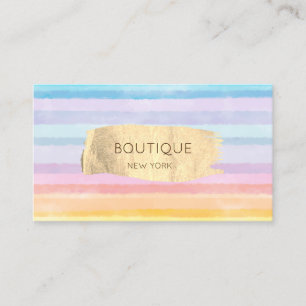 Tarjeta De Visita Elegante Cepillo de Oro Trazo de agua a rayas