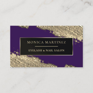 Tarjeta De Visita Elegante cepillo morado y dorado
