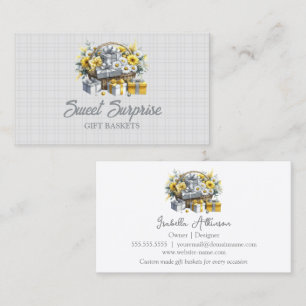 Tarjeta De Visita Elegante cesta de regalo dorada dorada dorada