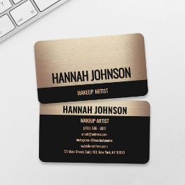 Tarjeta De Visita Elegante Champagne Gold & Black Business Card