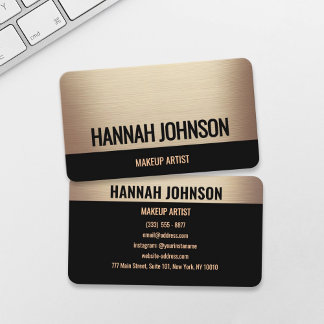 Tarjeta De Visita Elegante Champagne Gold & Black Business Card