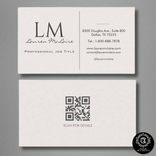 Tarjeta De Visita Elegante Champagne Taupe Firma Monograma