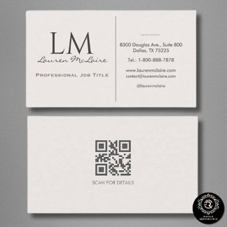 Tarjeta De Visita Elegante Champagne Taupe Firma Monograma