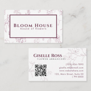 Tarjeta De Visita Elegante Charm Flor floral suave rosa artística fl
