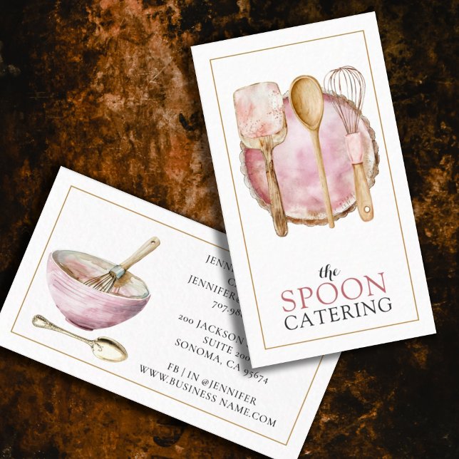 Tarjeta De Visita Elegante Chef Comedor Whisk Spoon Spatula (Subido por el creador)