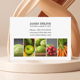 Tarjeta De Visita Elegante chef de Nutrición de Verduras Blancas