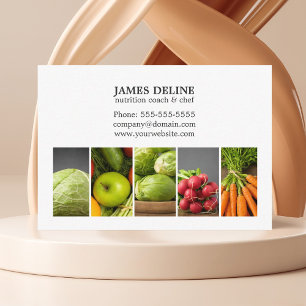 Tarjeta De Visita Elegante chef de Nutrición de Verduras Blancas