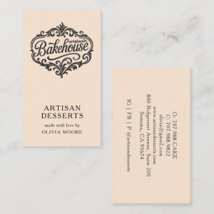 Tarjeta De Visita Elegante Chef de Pastelería de Crema de Melocotón 