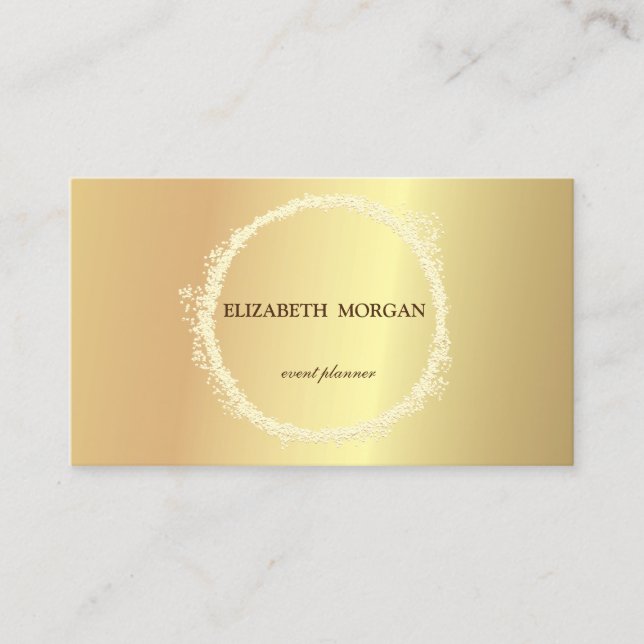 Tarjeta De Visita Elegante Chic Círculo de Confeti Dorado (Anverso)