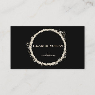 Tarjeta De Visita Elegante Chic Círculo de Confeti Negro Dorado