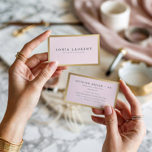 Tarjeta De Visita Elegante chic dorado metálico rubor rosa minimalis