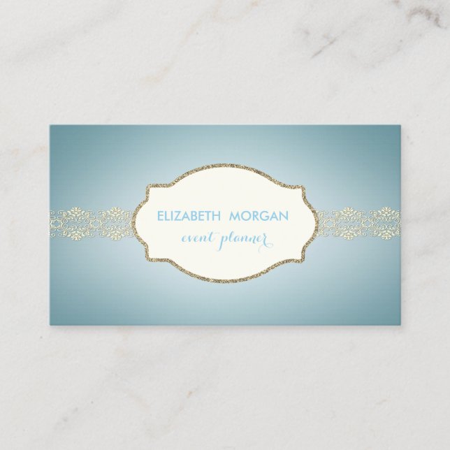 Tarjeta De Visita Elegante Chic Encantador ,Encaje Dorado (Anverso)