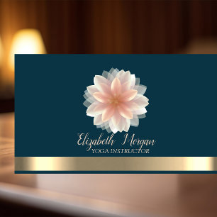 Tarjeta De Visita Elegante Chic Estampado de Oro de Loto