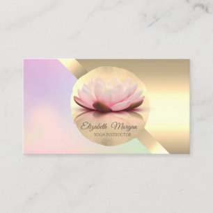 Tarjeta De Visita Elegante Chic Flor de Loto Dorada Geométrica