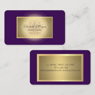 Tarjeta De Visita Elegante Chic Lotus Profesional,Falso Oro,Violeta