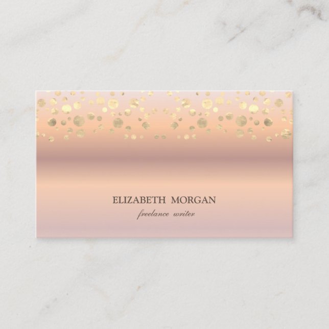 Tarjeta De Visita Elegante Chic Moderno, Confeti Dorado (Anverso)