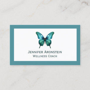 Tarjeta De Visita Elegante Chic Moderno Mariposa Azul Turquesa