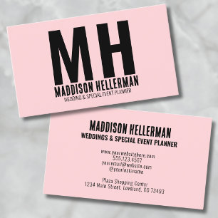 Tarjeta De Visita Elegante Chic Moderno Monograma Rosa