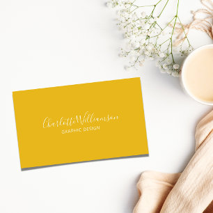 Tarjeta De Visita Elegante Chic Monograma Minimalista Amarillo