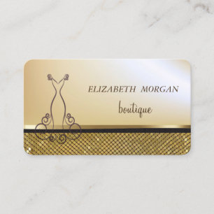 Tarjeta De Visita Elegante Chic Oro, Lentejuelas Doradas Brillantes,