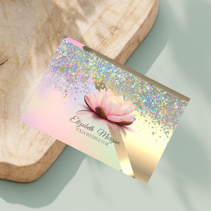 Tarjeta De Visita Elegante Chic Oro Loto Confeti