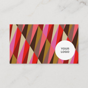 Tarjeta De Visita Elegante Chic Patrón de Color Brillante Logo Rosa