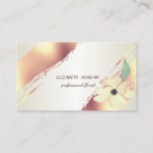 Tarjeta De Visita Elegante Chic , Pincelada, Flor