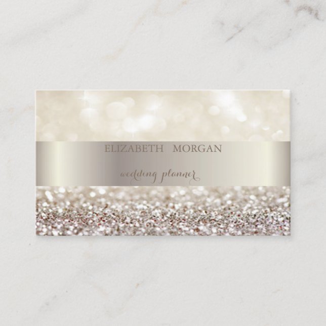 Tarjeta De Visita Elegante Chic Profesional Bokeh, Rayas (Anverso)