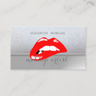 Tarjeta De Visita Elegante Chic Profesional Brillante, Labios Rojos