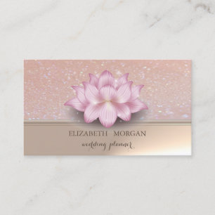 Tarjeta De Visita Elegante Chic Profesional Flor de Loto Brillante