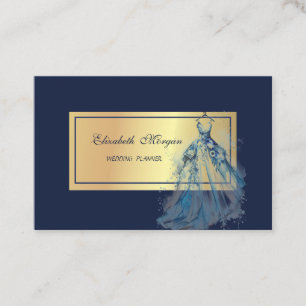Tarjeta De Visita Elegante Chic Profesional, Vestido Azul