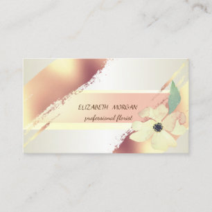 Tarjeta De Visita Elegante Chic Raya, Pincelada, Flor