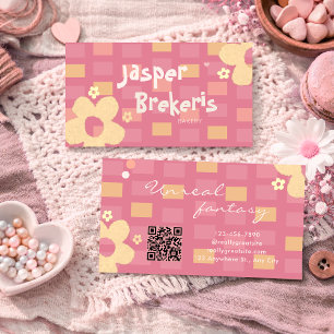 Tarjeta De Visita Elegante Chic Retro Rosa Daisy Lindo