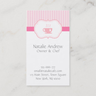 Tarjeta De Visita Elegante, Chic, Rosa Dulce, Café o Casa de Té