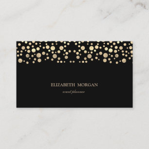 Tarjeta De Visita Elegante Chic Sofisticado,Oro Confeti,Negro