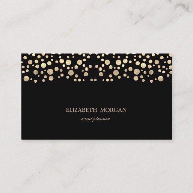 Tarjeta De Visita Elegante Chic Sofisticado,Oro Confeti,Negro (Anverso)