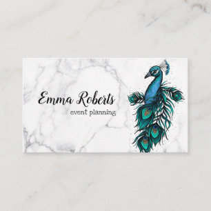 Tarjeta De Visita Elegante Chic Vintage Rústico Azul Pavo Real Indio