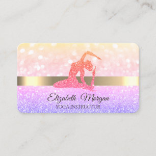 Tarjeta De Visita Elegante chica de yoga con brillo bokeh chic