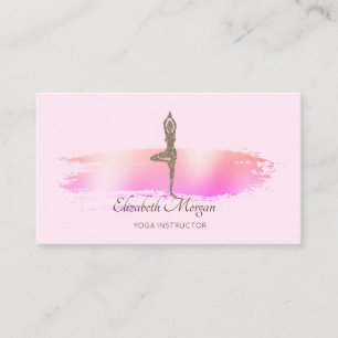 Tarjeta De Visita Elegante chica de yoga con brillo de pincelada mod