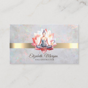 Tarjeta De Visita Elegante Chica Lotus Opal Instructor de Yoga