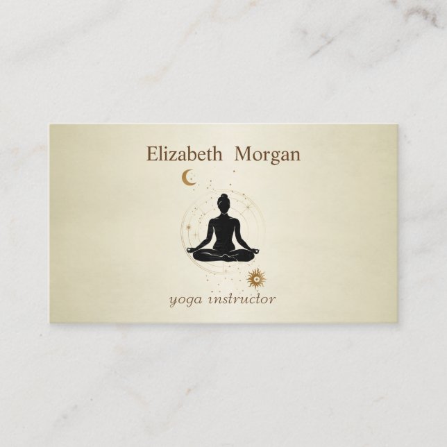 Tarjeta De Visita Elegante Chica profesional de yoga Moon Sun (Anverso)