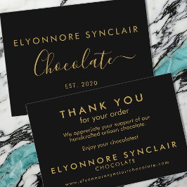 Tarjeta De Visita Elegante Chocolate Negro de Oro Agradecimiento Emp