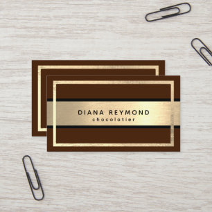 Tarjeta De Visita Elegante chocolate negro dorado