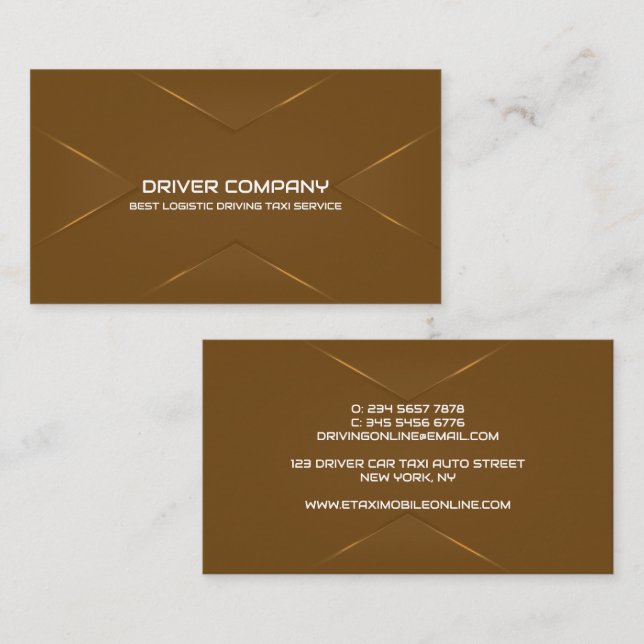 Tarjeta De Visita Elegante chófer marrón (Anverso / Reverso)