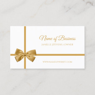 Tarjeta De Visita Elegante Cinta blanca y dorada Gift Wraped