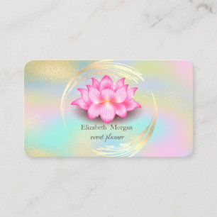 Tarjeta De Visita Elegante círculo de oro con loto holográfico color